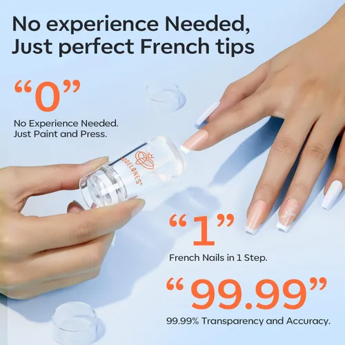 Vista 8 de Modelones Herramienta de punta francesa: 6 piezas de sellos de uñas francesas, kit de manicura francesa adecuado para bricolaje junto con esmalte