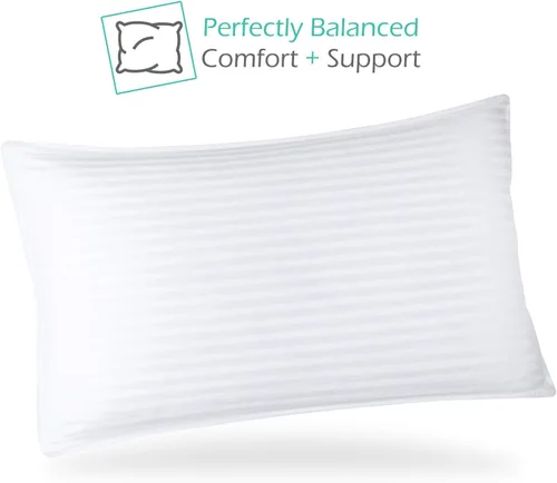 Vista 3 de Nestl Almohadas de cama para dormir, juego de 2 almohadas de plumón alternativas, 100% algodón con relleno de fibra de poliéster, almohada suave