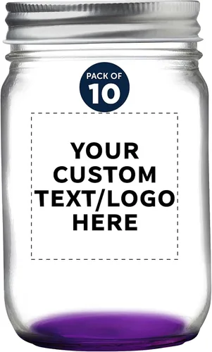 Vista 38 de DISCOUNT PROMOS Juego de 10 tarros de albañil decorativos, 12 onzas, texto personalizable, logotipo, enlatado, tapa de aluminio, color negro