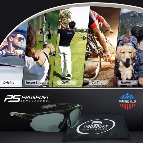 Vista 5 de proSPORT BIFOCAL - Lentes de sol para hombres y mujeres, bloqueo de luz azul, lente ámbar HD, semisin montura envolvente, conducción de golf