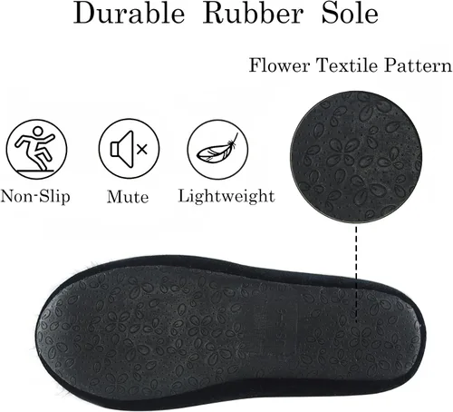 Vista 5 de GRITHEIM Pantuflas de terciopelo con pompones peludas para mujer, pantuflas de casa sexys y acogedoras para mujer, suela antideslizante