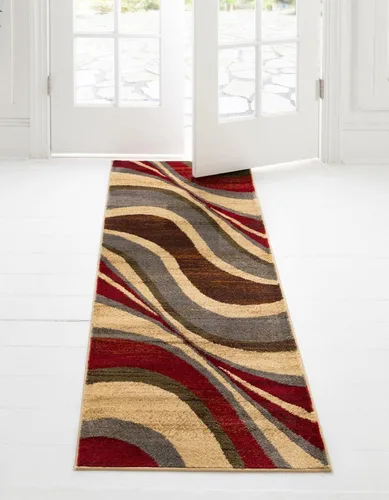 Vista 11 de Unique Loom Barista Collection - Alfombra Ngada (2 pies 2 pulgadas x 3 pies 1 pulgada, Rectangular, Beige/Rojo)