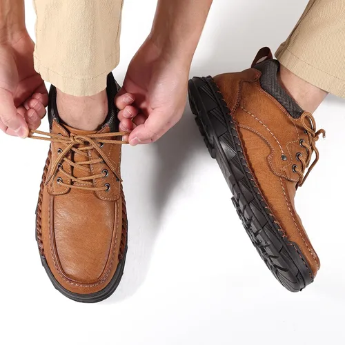 Vista 7 de Men Shoes Leather Casual Shoes Classics Slip on Shoes for Men Work Bussiness Office Drving Sneaker