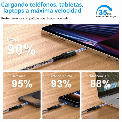 Vista 2 de 240W Super Fast Samsung S26 Ultra Cable Cargador USB C Cable de carga Negro