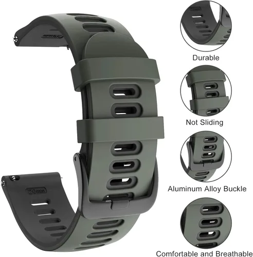 Vista 4 de ISABAKE Correa de reloj Garmin de silicona suave para Garmin Vivoactive 3/Samsung Galaxy Active 2/Garmin Forerunner 245/245 Music 645/Forerunner 645