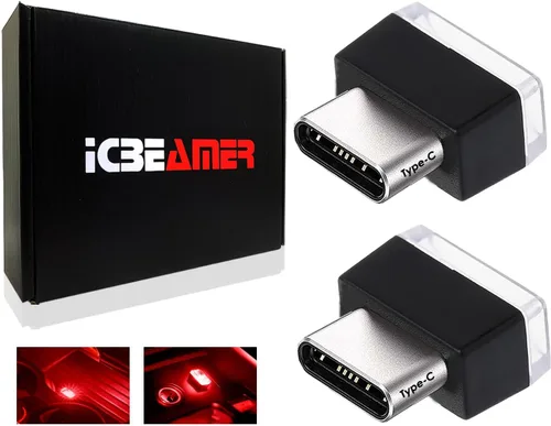 Vista 15 de ICBEAMER Smart USB 1-Paquete (Azul) Luz de Noche LED Automática Plug-in Miniatura para Coche, Van, Pickup, Camión, Interior, Maletero, Iluminación