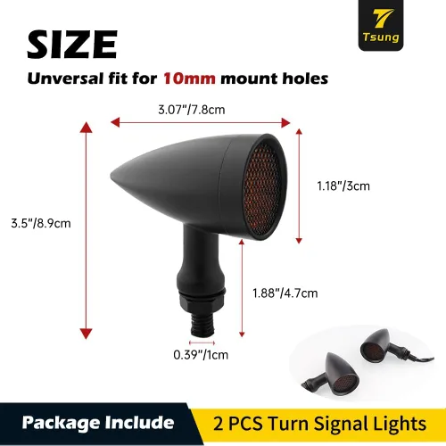 Vista 7 de TSUNG - Luz de señal direccional LED tipo bala para motocicleta, indicador pequeño, intermitente universal para la parte delantera y trasera