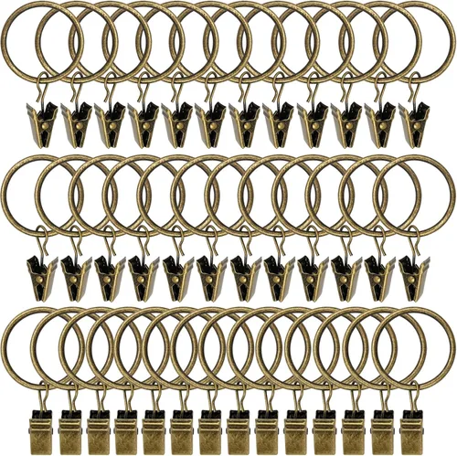 Vista 25 de WeeksEight Paquete de 44 anillos de cortina negros con clips, ganchos de cortina, ganchos de clip para colgar cortinas, lazos, sombreros, anillos