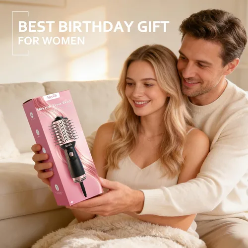 Vista 9 de Aleath Cepillo secador de pelo para viajes: regalos 2026 para mujeres - Pequeño cepillo de aire caliente con doble voltaje automático - Cepillo