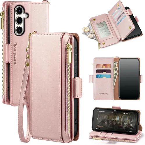 Vista 15 de Antsturdy Funda compatible con Samsung Galaxy S23 FE 5G con tarjetero para mujeres y hombres, funda de teléfono con bloqueo RFID, funda protectora