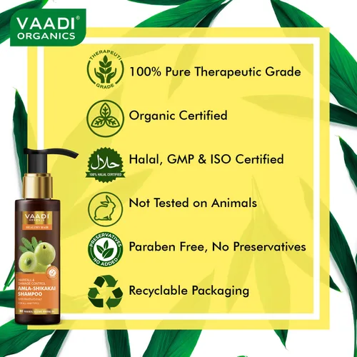 Vista 5 de Amla with Shikakai & Reetha Shampoo - Champú para el control de caídas del cabello - Champú de hierbas totalmente naturales - Champú para la caída