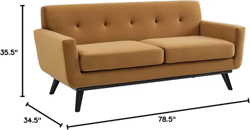 Vista 2 de Modway Engage Performance - Sofá biplaza de terciopelo, coñac