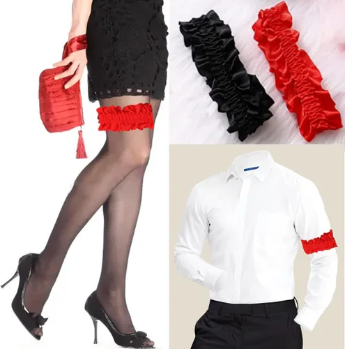 Vista 4 de Firdnyohs 1 par de ligas de brazo para hombre, ligas de manga de los años 20, liguero rojo rugiente, ligas de brazo rojo de los años 20, disfraces