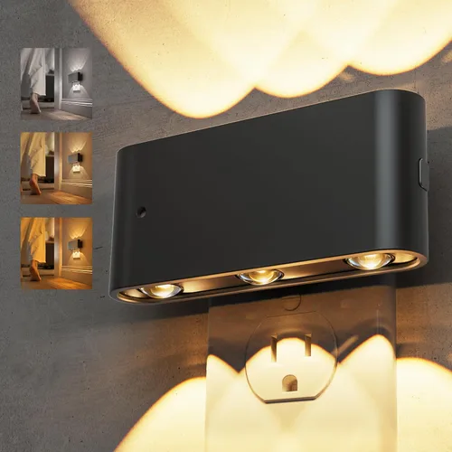 Vista 11 de L LOHAS LED - Luz nocturna LED, paquete de 2 luces nocturnas LED modernas enchufables en la pared con sensor de atardecer a amanecer, 0-100LM
