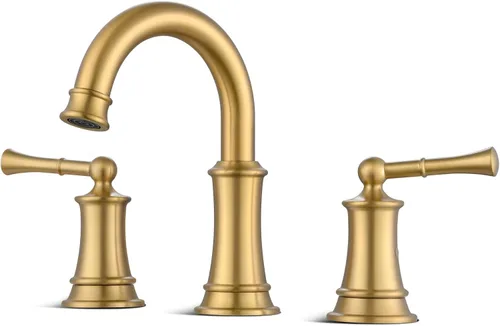 Vista 12 de Llave de baño negra, llave de lavabo de baño de 8 pulgadas con conjunto de drenaje emergente, llave de baño generalizada con líneas de suministro