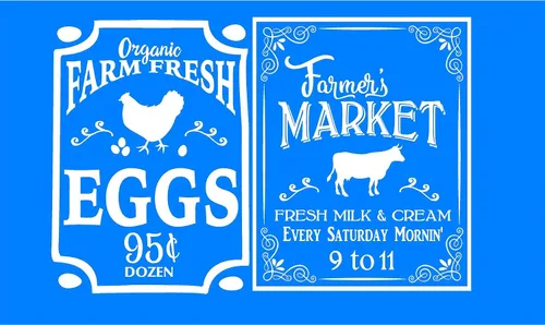 Vista 2 de Vinilo decorativo para pared con diseño de huevos frescos y leche, paredes con estilo, estilo de mercado de agricultores, cocina de campo (negro)