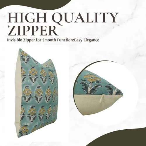 Vista 2 de Fundas de almohada hechas a mano con estampado de bloques de 14 x 14 pulgadas, tela de lona de pato, decoración para sofá, cama, interior, exterior