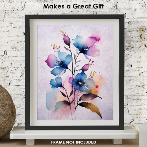 Vista 3 de Vintage Wild Blue Flowers Botanical Wall Art - Give Your Home A Touch of Elegance With Plant Pictures Wall Art, Unframed Set of 3, 8x10 Botanical