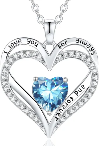 Vista 31 de CDE Collares de piedra natal para mujer, plata de ley 925, collar con colgante de corazón para siempre, Navidad, cumpleaños, aniversario, día de San