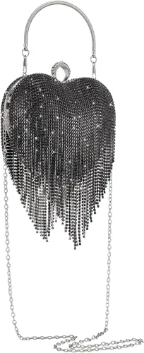 Vista 2 de SWEETV Bolso de mano con diamantes de imitación para mujer, brillante bolso de mano de noche para formalbodacóctelbaile de graduaciónfiestaclub