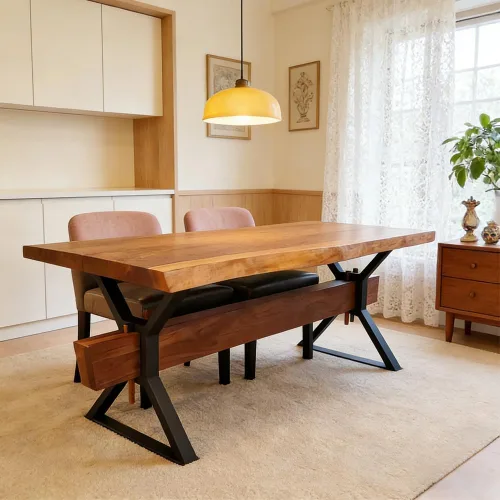 Vista 4 de Patas de metal para mesa, patas de escritorio y muebles resistentes, juego de 2 industriales modernos (28 pulgadas de altura, 23.6 pulgadas de ancho)