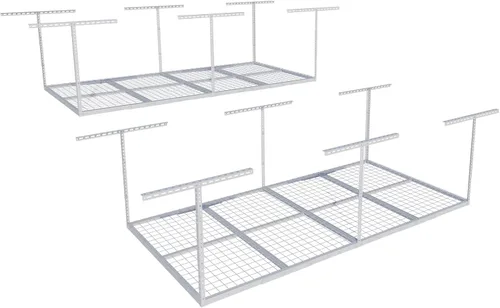 Vista 29 de FLEXIMOUNTS Estante de almacenamiento de techo de garaje de 3x8, sistema de organización de garaje ajustable, metal resistente, capacidad