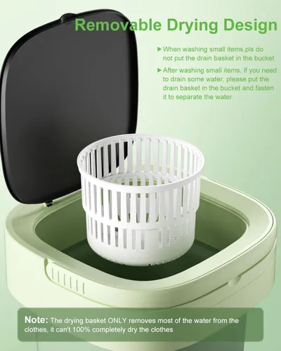 Vista 8 de Portable Washing Machine, 16L Upgraded Capacity Mini Washer Compact Deep Cleans Underwear,Baby Clothes,Small Clothes Lightweight for