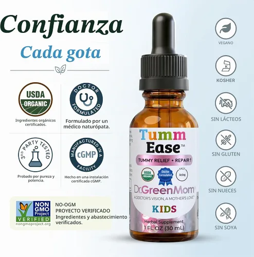 Vista 3 de Dr. Green Mom TummEase Herbal Tummy Drops — Gotas digestivas para niños