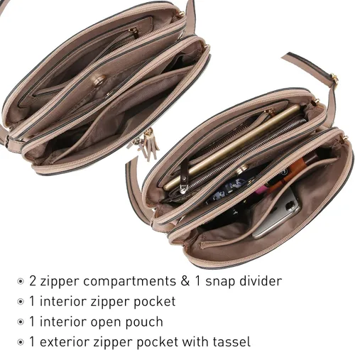 Vista 5 de Dasein - Bolso de hombro para mujer con cremallera y múltiples bolsillos