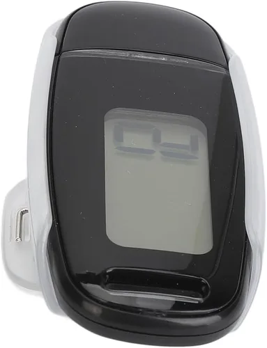 Vista 4 de Contador de pasos Pantalla LCD grande recargable por USB preciso portátil ligero podómetro con cordón para mujeres, hombres y niños (negro)
