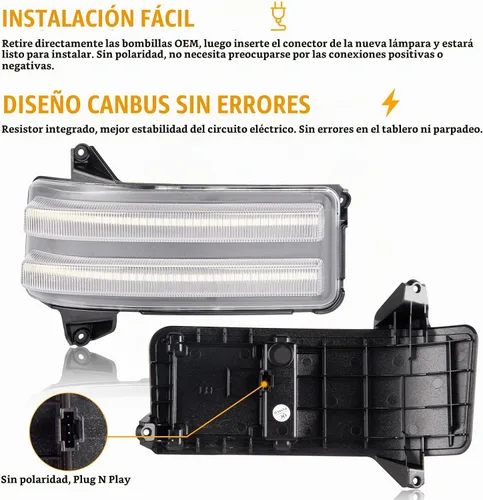 Vista 5 de Gempro Luces LED Secuenciales Ámbar de Espejo Lateral Marcador Señales de Giro Luces Blancas de Estacionamiento y Carga Switchback Lámparas