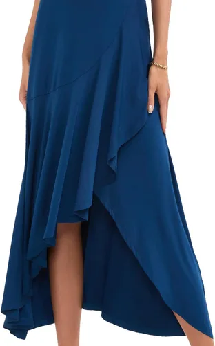 Vista 5 de MAGIARTE Vestido largo de manga corta con volantes y cuello en V profundo para mujer