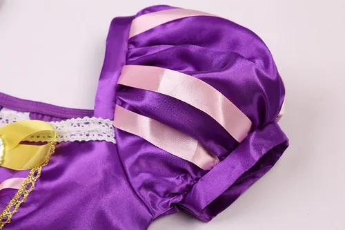 Vista 6 de IBQ Disfraz de princesa Rapunzel para niñas, vestido de manga abombada iluminada, cumpleaños, Halloween, cosplay, trajes de Navidad