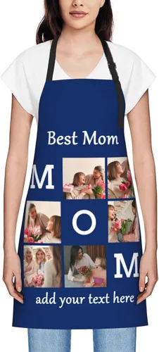 Vista 26 de Delantales personalizados para mujer, diseño de delantal de chef ajustable con nombre, textos, fotos, flores, regalos para el día de la madre