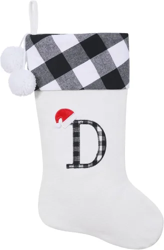 Vista 54 de Calcetines de Navidad bordados con monograma inicial de 20 pulgadas, decoración de Navidad, calcetines personalizados, decoración de temporada