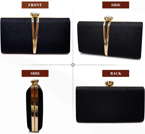 Vista 4 de Aovtero Bolso de noche para mujer, bolso de novia con cadena
