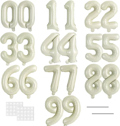 Vista 6 de TONIFUL Globos grandes de 50 pulgadas con números dorados del 0 al 9, globo digital grande de Mylar número 8 digital ocho para fiestas