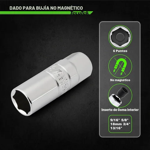Vista 4 de TecoTek juego de 11 piezas de enchufes de bujía de 3/8" con llave de torque de clic, separador de bujías, junta universal, barra de extensión