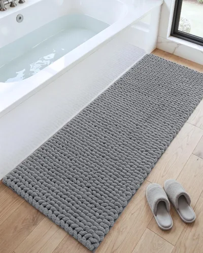 Vista 23 de DEXI Alfombrillas de baño para el baño 16x24, alfombra de baño antideslizante lavable, alfombrilla de baño de chenilla gruesa y suave absorbente