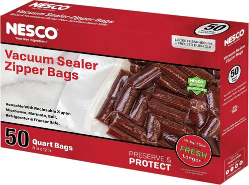 Vista 6 de Nesco Bolsas con cremallera de cuarto de galón de sellado al vacío, 50 unidades, 8 x 12 pulgadas