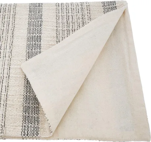 Vista 2 de SARO LIFESTYLE Camino de mesa de rayas texturizadas, camino de mesa de algodón tejido para mesa de comedor de granja, decoración de cocina rústica