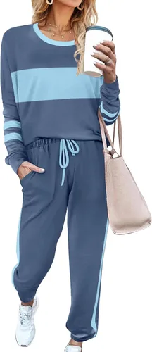 Vista 54 de Aloodor conjunto deportivo de 2 piezas para mujer, con sudadera con cuello redondo, sin botones