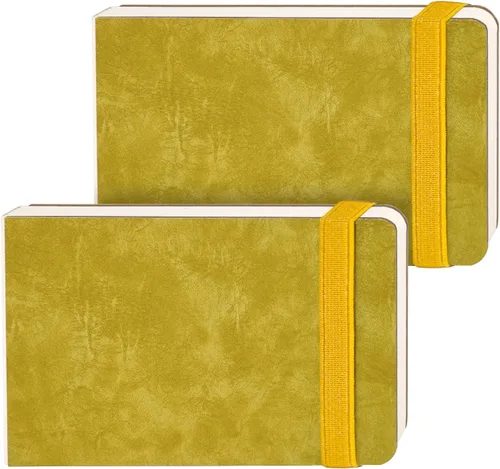 Vista 8 de Funto Diario de Papel de Acuarela Paquete de 2, 3.5x5.5, 44 Páginas Cada Uno, 100% Algodón Prensado en Frío, Tapa Dura de Cuero PU Azul, Suministros