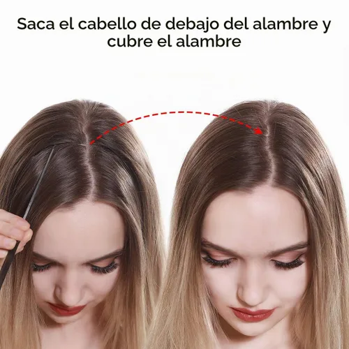 Vista 7 de SARLA Extensiones de cabello con alambre invisible de reflejos cortos rectas postizos sintéticos diadema transparente ajustable para mujeres 14