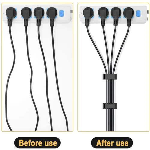 Vista 6 de 50 clips autoadhesivos para organizar cables, organizadores de cables, soportes para cables para PC, laptop, cable Ethernet, escritorio, oficina