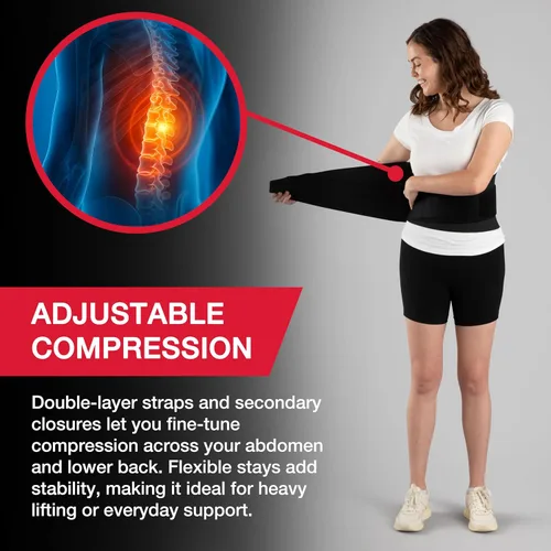 Vista 3 de MUELLER Sports Medicine - Soporte lumbar 4 en 1 con paquete caliente/frío, ideal para dolor de espalda superior e inferior, alivio y apoyo