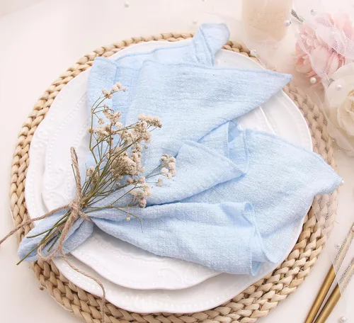Vista 12 de Servilletas de tela para cena 10 unidades, servilletas de gasa 100% algodón natural suave, servilletas lavables ideales para bodas, decorativas