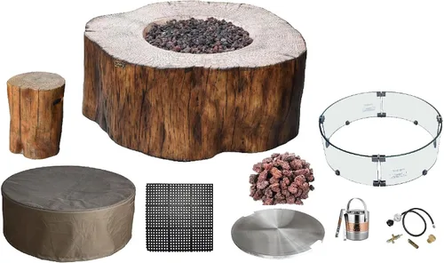Vista 103 de Elementi+ Mesa de Fuego de Gas Colorado de Hormigón Fundido de 56" Rectangular, Hoguera al Aire Libre con Ignición Electrónica Incluye Cubierta