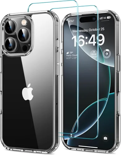 Vista 18 de HOOMIL Funda para iPhone 11 con 2 protectores de pantalla de vidrio templado, no amarillea, protección contra caídas, arañazos, transparente, parte