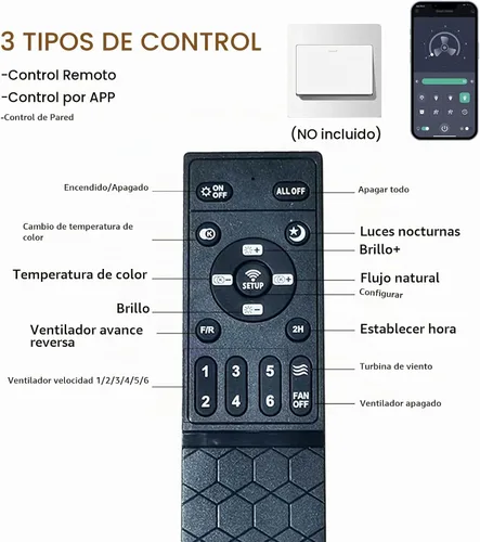 Vista 8 de Ayaoty Ventiladores de techo de cristal con luces, lámpara retráctil de 48 pulgadas con LED regulable, motor CC reversible, montaje empotrado, luz